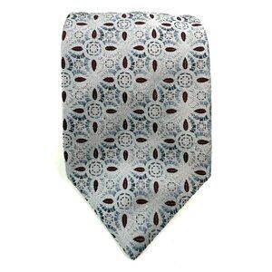 Jhane Barnes Silk Necktie Designer Abstract Floral Geometric Handmade In Italy